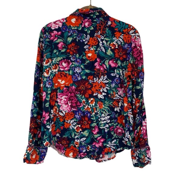 Anthropologie Floreat Size Small Silky Sleep Floral Top Colorful Satin Viscose - Picture 4 of 13